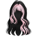 Wavy Curly Half Tucked Hair (Black & Pink)