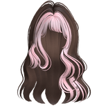 Wavy Curly Half Tucked Hair (Brown & Pink)
