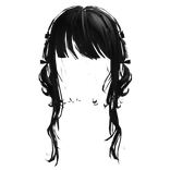 Wavy hair with long strands and ribbons - Black