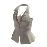 Coquette Halter Top w/ Heart Necklace (White)