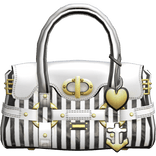 White 2000s Designer Captain Bag Black Stripes