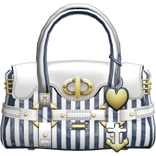White 2000s Designer Captain Bag Blue Stripes