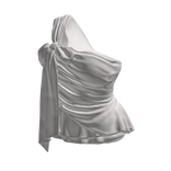 Draped Top with Bow and Ruffle Hem (White)
