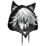 White & Black Messy Anime Hair w/ Cute Cat Hood 