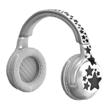 white & black star headphones