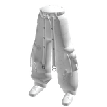 White Baggy Cargo Pants w/ Shoes & Straps