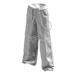 White Baggy Denim Grunge Zip Off Cargo Pants