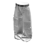 White Baggy Skater Cargo Pants w Straps
