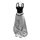 White Baggy Vintage Streetwear Girl Outfit / 04