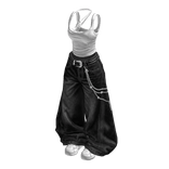 White Baggy Vintage Streetwear Girl Outfit / 04