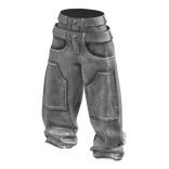 White Baggy Washed Grunge Double Waist Jeans
