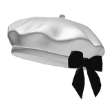 White Beret With Black Bow