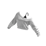 White Black Cropped Off Shoulder Shirt