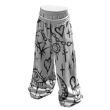 White Black Grunge Sigil Cross Core Sweatpants