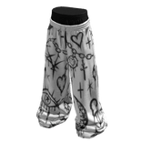 White Black Grunge Sigil Cross Core Sweatpants