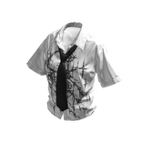 White Black Sigil Buttoned Up Shirt w/ Black Tie