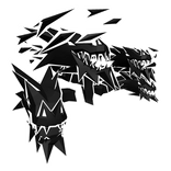 White Cartoony Flame Dragon Heads