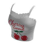 White Cherry Crop Top Shirt