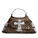 WHITE CHROME HEART LEOPARD PATCH BAG