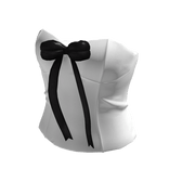 White Classic Corset Top With Black Bow Ribbon