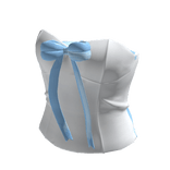 White Classic Corset Top With Blue Bow Ribbon