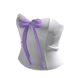 White Classic Corset Top With Purple Bow Ribbon