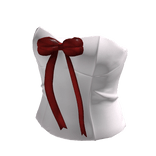White Classic Corset Top With Red Bow Ribbon