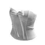 White Classic Corset Top With White Bow Ribbon