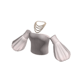 White Cold Shoulder Top with Puffy Sleeves