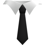 white collar w/ black tie