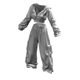  ★white crop hood zipup set★