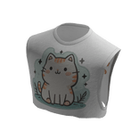 White Crop Top Cute Cat Lover