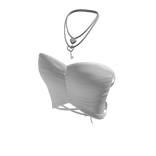 White Crop Top w/ Silver Necklace