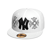 White Custom Chrome Hearts NY Yankee Fitted
