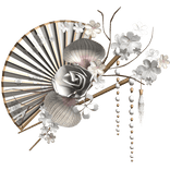 White Cute Floral Traditional Japanese Chinese Fan