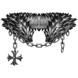 White Dark Light Chained Heraldic Pendant Neck Fur