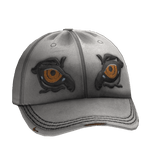 White Denim cap With Embroidered Eyes