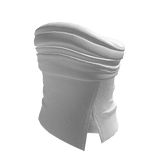 White Distressed Leather Tube Top