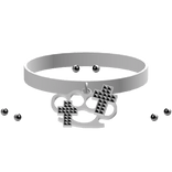 white emo brass knuckle choker w/ piercings 