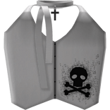 White Emo Skull Vest Top w/ Scarf + Cross Necklace