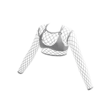 White Fishnet Rave Crop Top