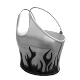 white flaming fire trendy cute chain tank top