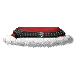 white fur trim mini skirt + belt in red 3.0