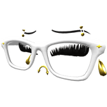White Glasses w lashes + Gold Earrings Hoops