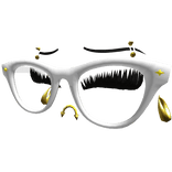 White Glasses w lashes + Gold Earrings Hoops