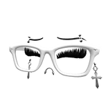 White Glasses w lashes + Silver Earrings Cross