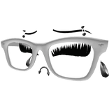 White Glasses w lashes + Silver Earrings Hoops