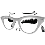 White Glasses w lashes + Silver Earrings Hoops