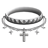 White Gothic Choker w Layered Necklaces Studded