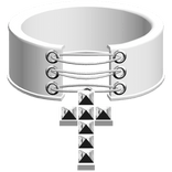 white gothic emo lace-up studded cross choker 3.0